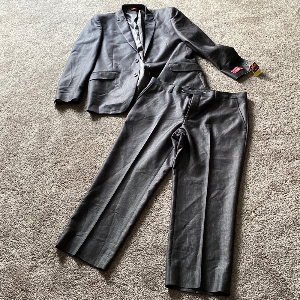 Lido Italia Slim Fit Suit Gray 2-Piece Suit Jacket 42R Pants 36R